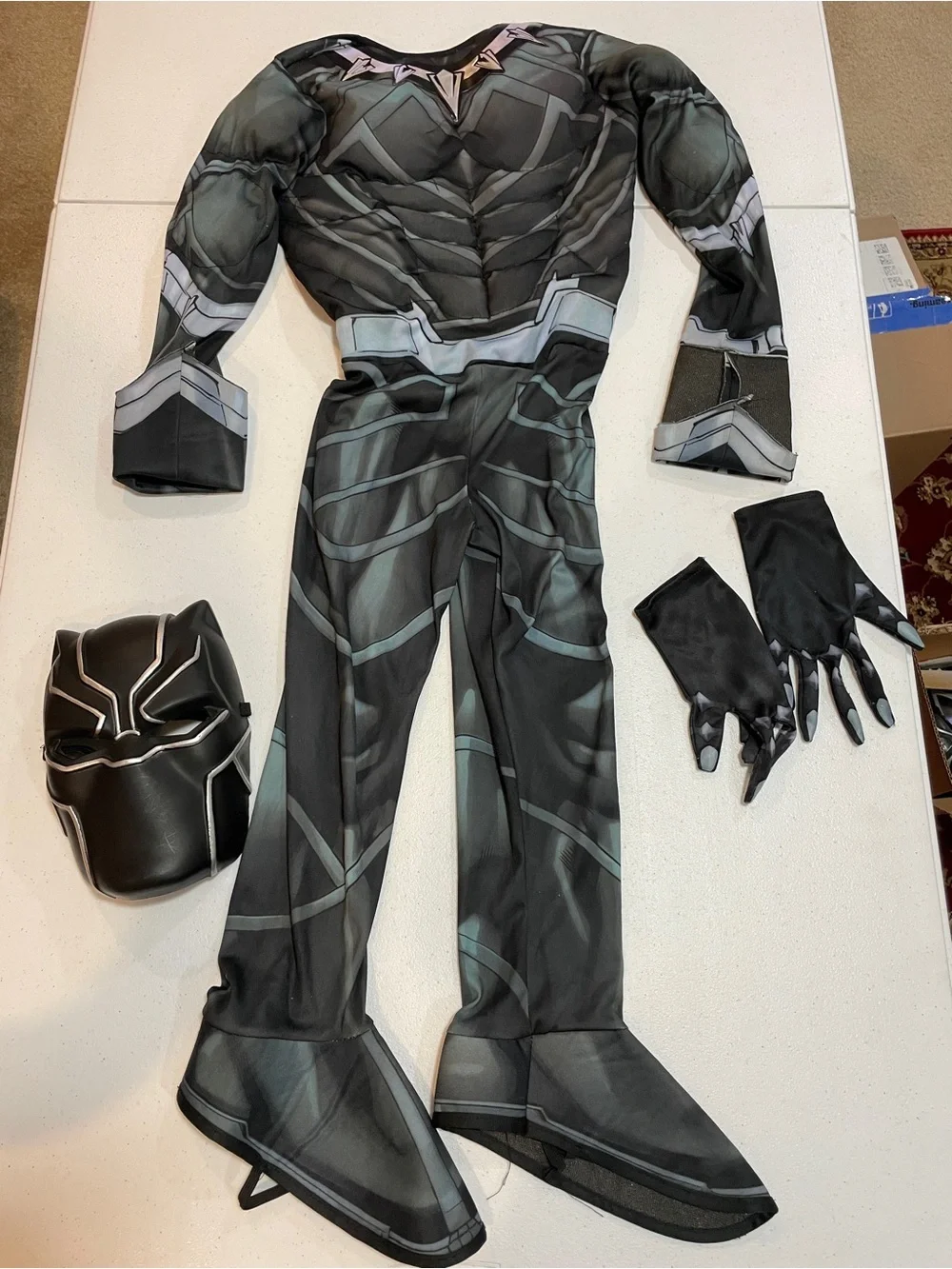 Marvel Black Panther Kids Muscled Superhero Costume - Black with Silver Accents - Picture 2 of 8
